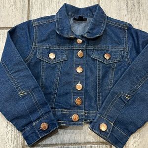 Picapino Girls Denim Jacket with Copper Butterfly Buttons Size 4